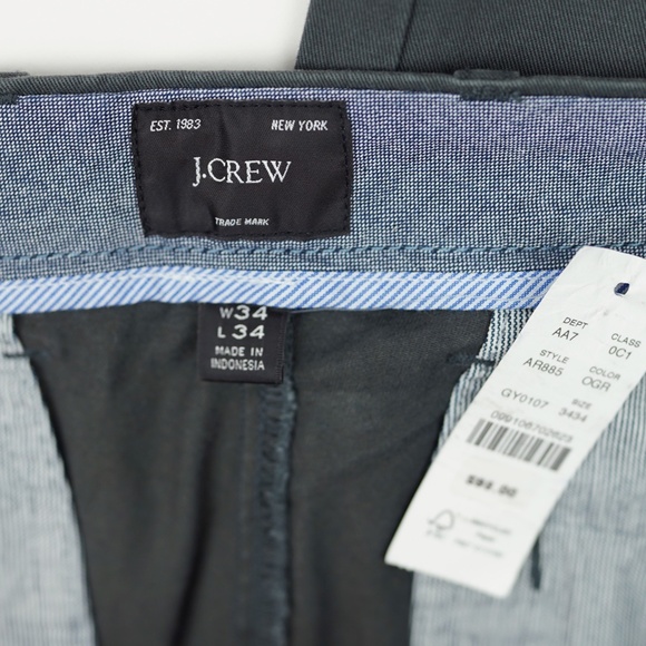 New JCREW Size 34 / 34 484 Slim-fit Stretch Chino Pant in Onyx Grey $98 AR885 - Picture 5 of 6